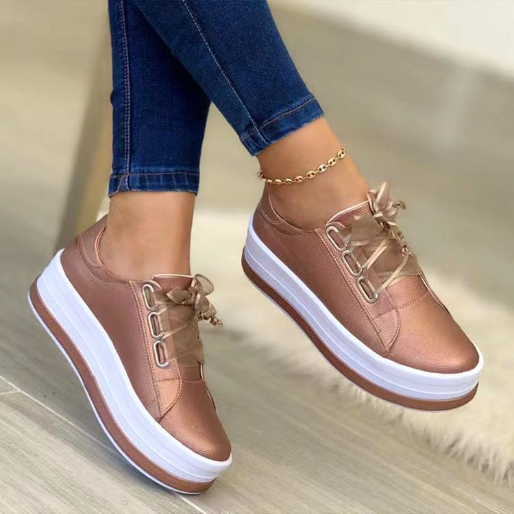 Casual European And American Lace-up Flat Round for Women