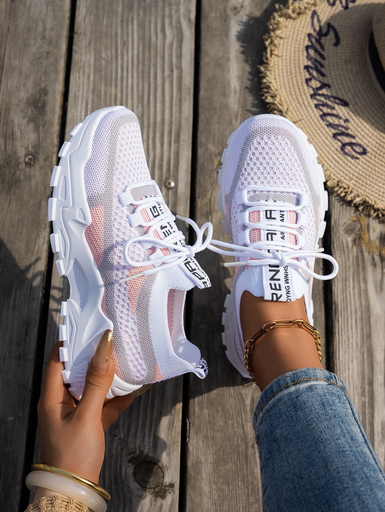 Running Casual Shoes for Women's Breathable Lace-up Sneakers