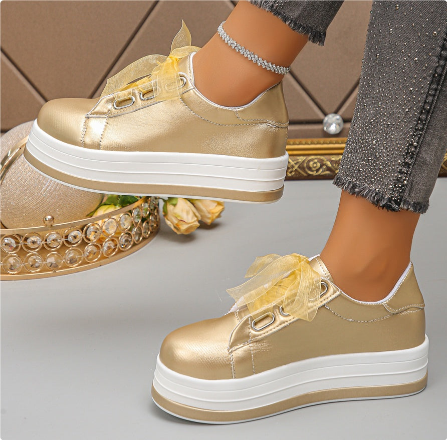 Casual European And American Lace-up Flat Round for Women