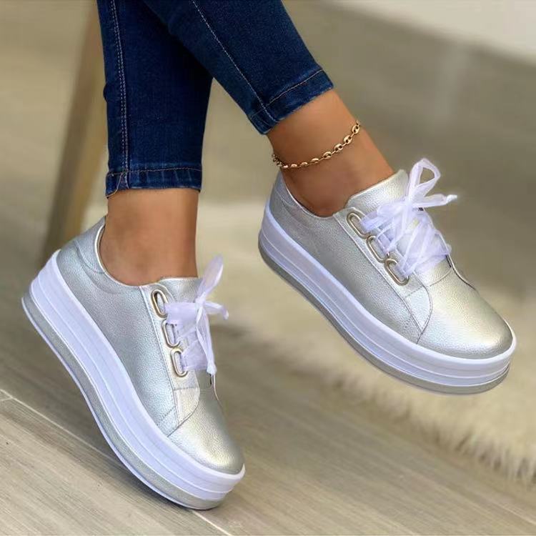 Casual European And American Lace-up Flat Round for Women