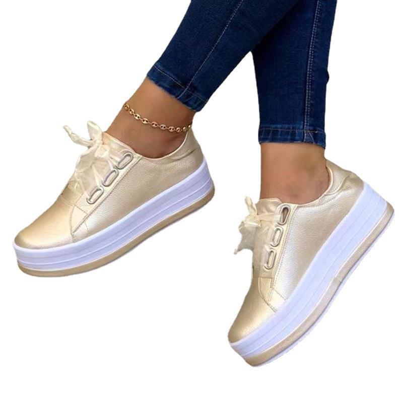 Casual European And American Lace-up Flat Round for Women