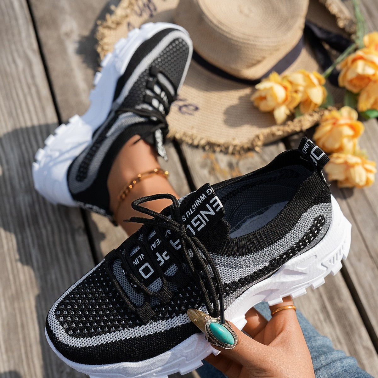 Running Casual Shoes for Women's Breathable Lace-up Sneakers