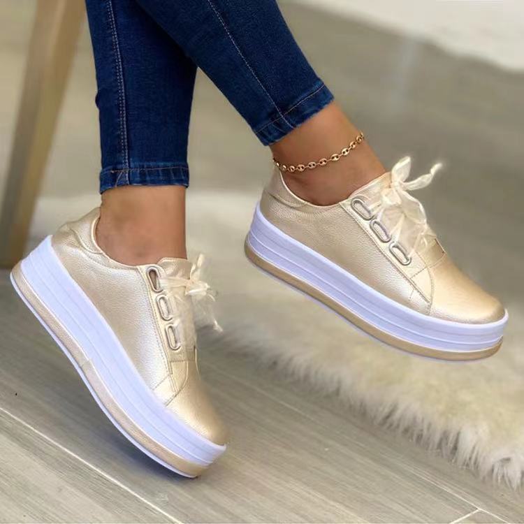 Casual European And American Lace-up Flat Round for Women