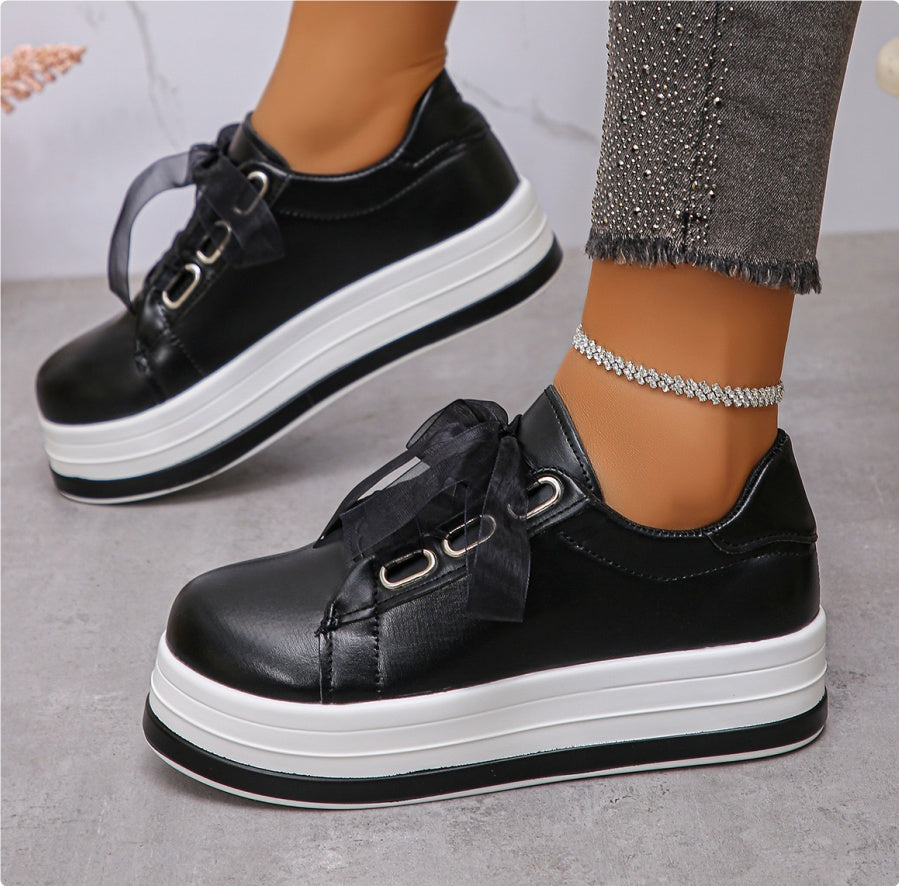 Casual European And American Lace-up Flat Round for Women