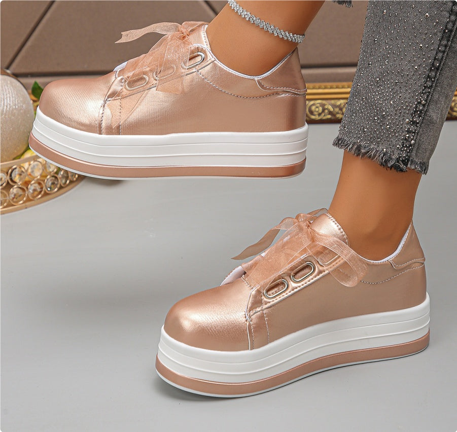 Casual European And American Lace-up Flat Round for Women